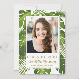 Fotouitnodiging voor tropisch groen afstuderen kaart