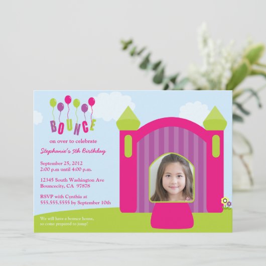 Fotouitnodiging voor verjaardagsfeest kaart (Staand voorkant)