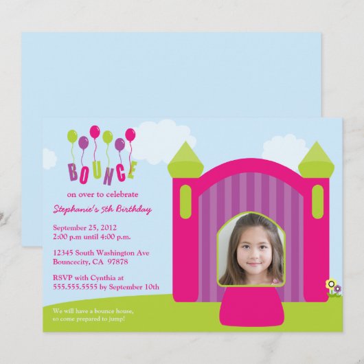 Fotouitnodiging voor verjaardagsfeest kaart (Voorkant / Achterkant)