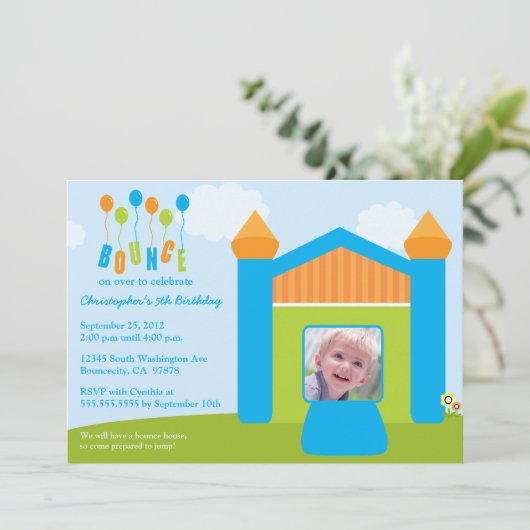 Fotouitnodiging voor verjaardagsfeest kaart (Staand voorkant)