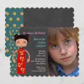 Fotouitnodiging voor verjaardagsfeestje China Kaart (Voorkant / Achterkant)