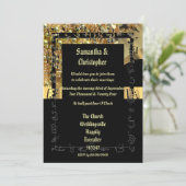 Fotouitnodiging voor zwarte en gouden bruiloft kaart (Staand voorkant)