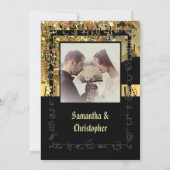 Fotouitnodiging voor zwarte en gouden bruiloft kaart (Achterkant)