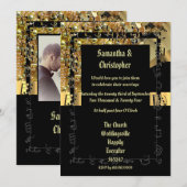 Fotouitnodiging voor zwarte en gouden bruiloft kaart (Voorkant / Achterkant)