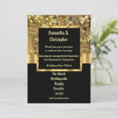 Fotouitnodiging voor zwarte en gouden bruiloft kaart (Staand voorkant)