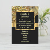 Fotouitnodiging voor zwarte en gouden bruiloft kaart (Staand voorkant)