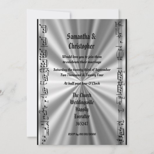 Fotouitnodiging voor zwarte en zilveren bruiloft kaart (Voorkant)