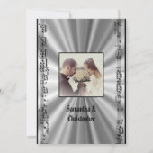 Fotouitnodiging voor zwarte en zilveren bruiloft kaart (Achterkant)