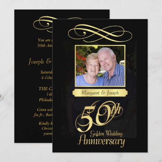 Fotouitnodigingen van de 50e Jubileum Kaart (Voorkant / Achterkant)