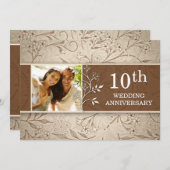 Fotouitnodigingen voor 10e trouwdag kaart (Voorkant / Achterkant)