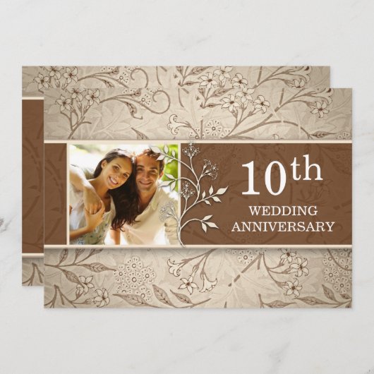 Fotouitnodigingen voor 10e trouwdag kaart (Voorkant / Achterkant)