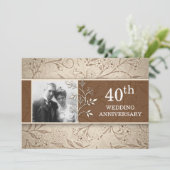 Fotouitnodigingen voor 40e trouwdag kaart (Staand voorkant)