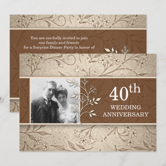 Fotouitnodigingen voor 40e trouwdag kaart (Voorkant / Achterkant)