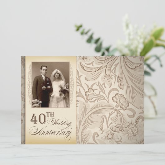 Fotouitnodigingen voor 40e trouwdag kaart (Staand voorkant)