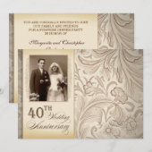 Fotouitnodigingen voor 40e trouwdag kaart (Voorkant / Achterkant)