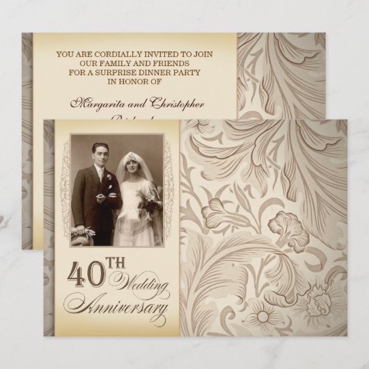 Fotouitnodigingen voor 40e trouwdag kaart (Voorkant / Achterkant)