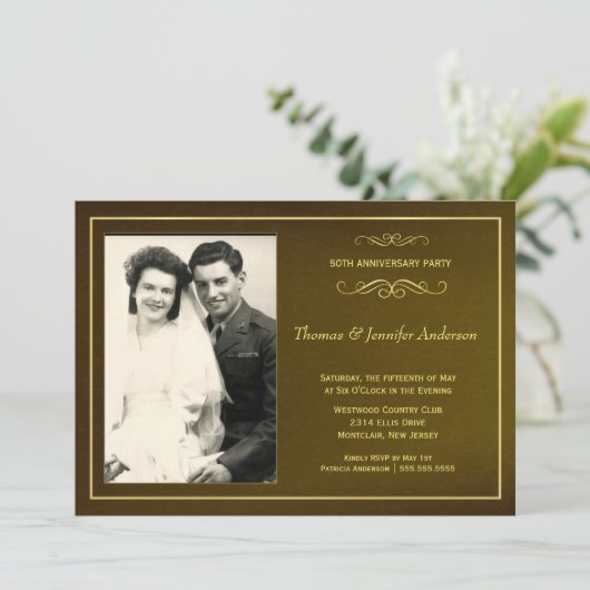 Fotouitnodigingen voor 50e bruiloft Jubileum Kaart (Staand voorkant)