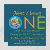 Fotouitnodigingen voor "ONE" Boy voor eerste verja Kaart (Voorkant / Achterkant)