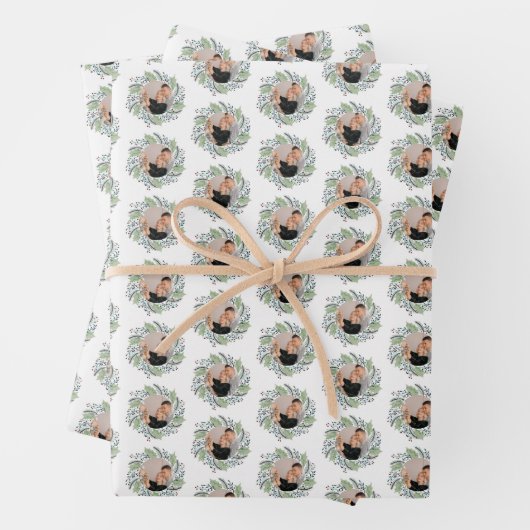 Fotovakantie met groene kerstmis inpakpapier vel (In situ)