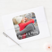 Fotovakantie met Pas getrouwd en huwelijk Vierkante Sticker (Envelop)
