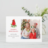 Fotovakantiebezoeken waterverf Kardinaal Familie Feestdagenkaart (Staand voorkant)