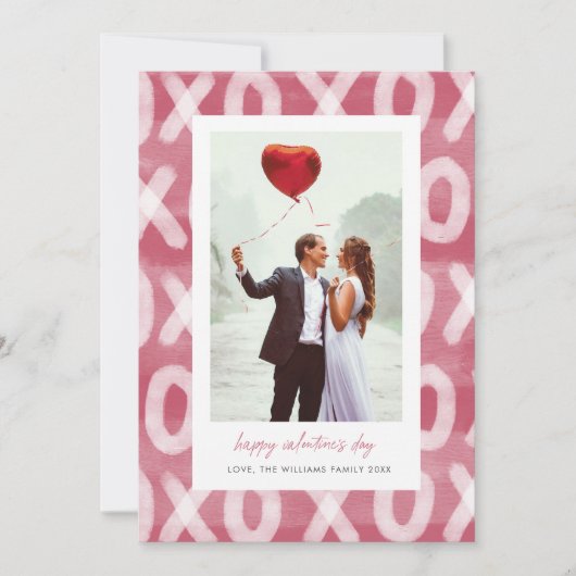 FotoValentijnsdag XOXO Pattern Couple Feestdagenkaart (Voorkant)