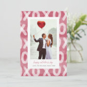 FotoValentijnsdag XOXO Pattern Couple Feestdagenkaart (Staand voorkant)