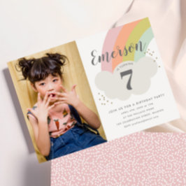 Fotoverjaardagsfeest voor kinderen van de regenboo kaart