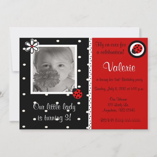 Fotoverjaardagsuitnodiging voor meisjes in Ladybuy Kaart (Voorkant)