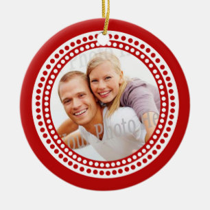 Fotoversiering met Monogram Red Keramisch Ornament