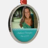 Fotoversiering van Aqua white zag afstuderen Metalen Ornament (Rechts)