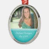 Fotoversiering van Aqua white zag afstuderen Metalen Ornament (Links)