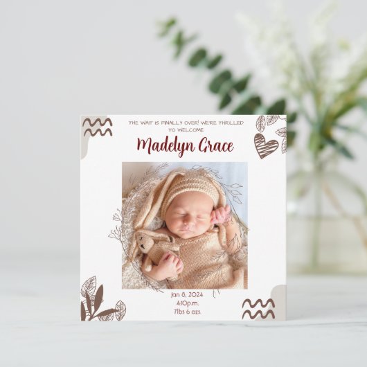 FOTOVERZOEK AANKONDIGING BABY - AANPASBAAR (Staand voorkant)