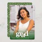 Fotovette moderne typografie met groen afstuderen aankondiging (Voorkant / Achterkant)