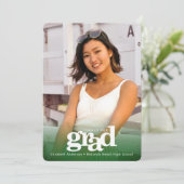 Fotovette moderne typografie met groen afstuderen aankondiging (Staand voorkant)