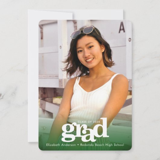 Fotovette moderne typografie met groen afstuderen aankondiging (Voorkant)