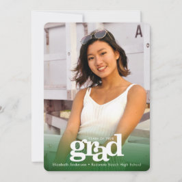 Fotovette moderne typografie met groen afstuderen aankondiging