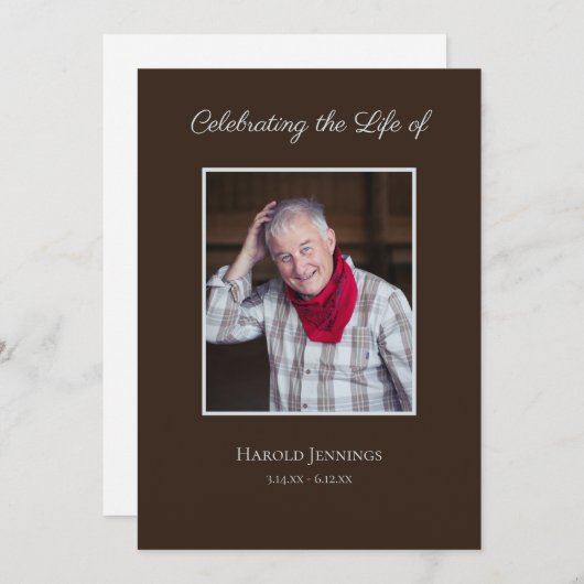 Fotoviering van de Funeral Order of Service van Li Programmakaart (Voorkant / Achterkant)