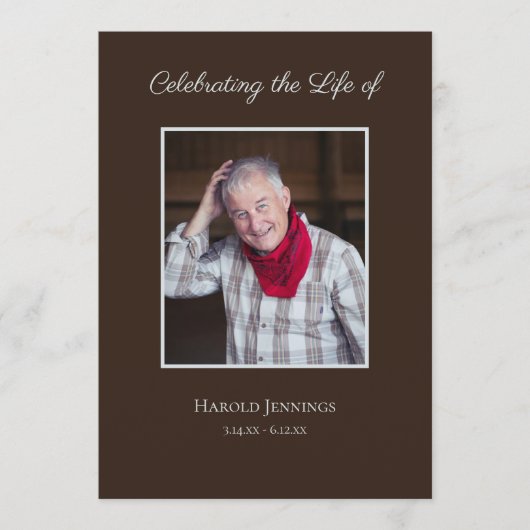 Fotoviering van de Funeral Order of Service van Li Programmakaart (Voorkant)