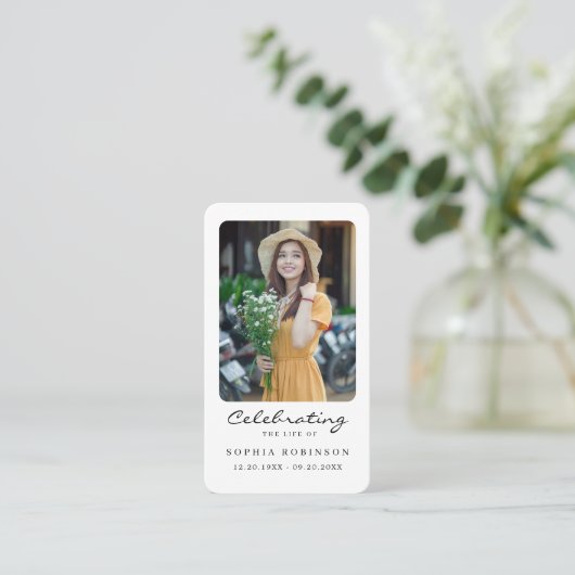 Fotoviering van de Kaart van het Levensherdenkings Visitekaartje (Staand voorkant)