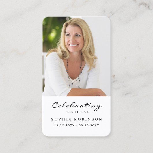 Fotoviering van de Life Memorial Prayer Kaart Visitekaartje (Voorkant)