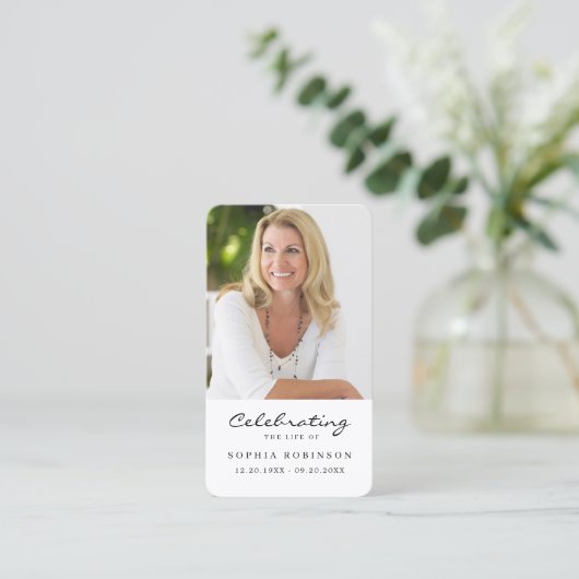 Fotoviering van de Life Memorial Prayer Kaart Visitekaartje (Staand voorkant)