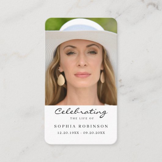 Fotoviering van de Life Memorial Prayer Kaart Visitekaartje (Voorkant)