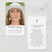Fotoviering van de Life Memorial Prayer Kaart Visitekaartje (Voorkant / Achterkant)