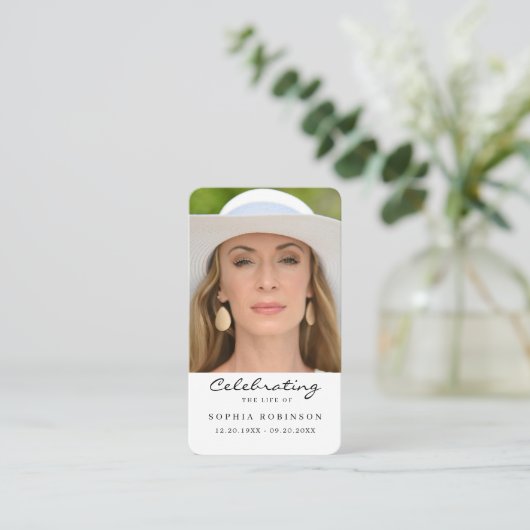 Fotoviering van de Life Memorial Prayer Kaart Visitekaartje (Staand voorkant)