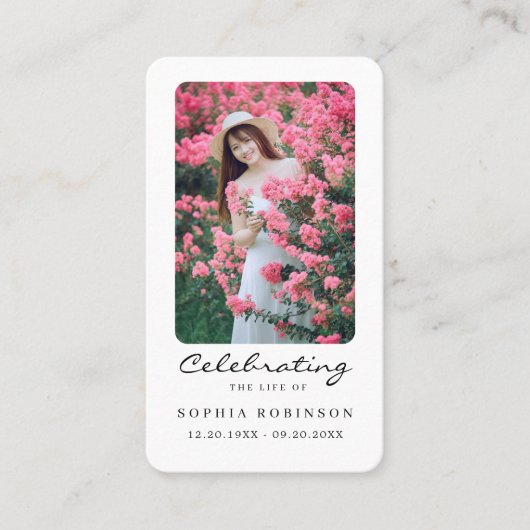 Fotoviering van de Life Memorial Prayer Kaart Visitekaartje (Voorkant)