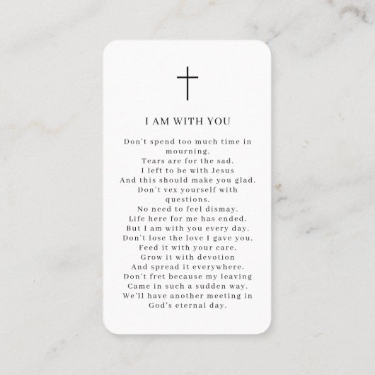 Fotoviering van de Life Memorial Prayer Kaart Visitekaartje (Achterkant)