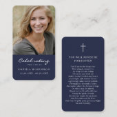 Fotoviering van het leven Begrafenisgebed Blauwe K Visitekaartje (Voorkant / Achterkant)