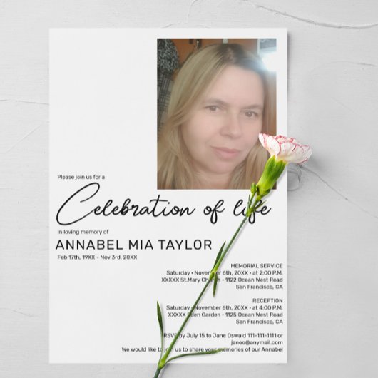 Fotoviering van het leven Funeral Memorial Kaart