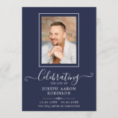 Fotoviering van het leven Orde van de dienst blauw Programmakaart (Voorkant)